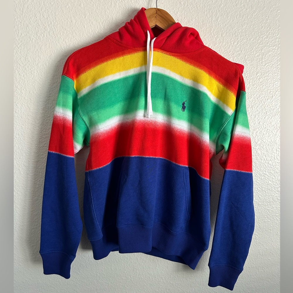Polo Ralph Lauren Serape Laguna Aztec Fleece Hoodie PWing Bear Women Size Small